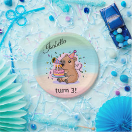 Editable Capybara Birthday Party Plate Cute Kids D Pappteller