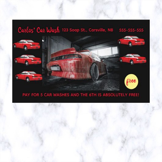 Editable Car Wash Loyalty Card Treuekarte