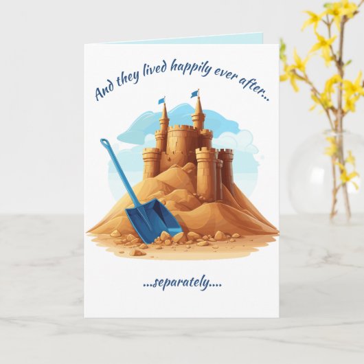 Editable Castle Happy Scheidung Day Karte (Gelbe Blume)