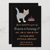 Editable Cat and Cake Kitty Einladung zum Geburtst (Vorne/Hinten)