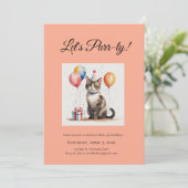 Editable Cat Birthday Purr-ty Watercolour Designs Einladung (Stehend Vorderseite)
