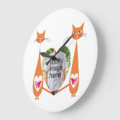 Editable Cat Liebe Herz - Benutzerdefiniertes Desi Große Wanduhr (Winkel)