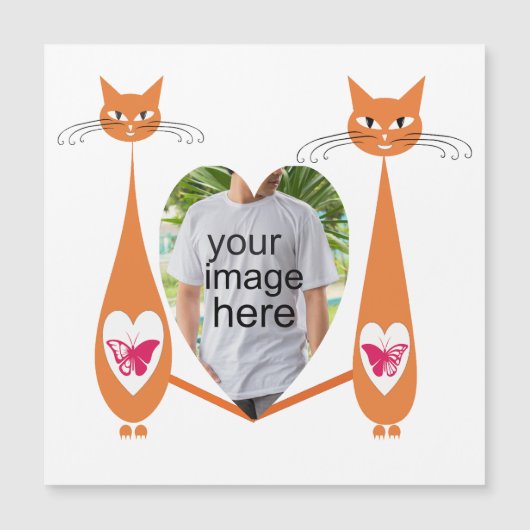 Editable Cat Liebe Herz Benutzerdefiniertes Design Magnetkarte (Vorderseite)