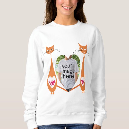 Editable Cat Liebe Herz Benutzerdefiniertes Design Sweatshirt (Vorderseite)