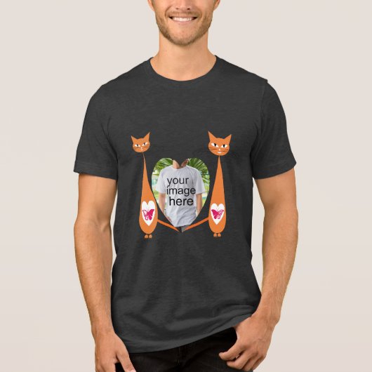 Editable Cat Liebe Herz Benutzerdefiniertes Design Tri-Blend Shirt (Vorderseite)