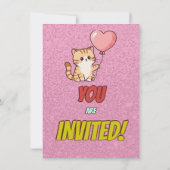 Editable Cat-Themed Birthday Einladungs-Ballons Einladung (Rückseite)