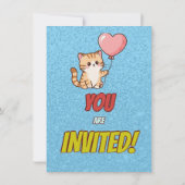 Editable Cat-Themed Birthday Einladungs-Ballons Einladung (Rückseite)
