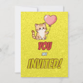 Editable Cat-Themed Birthday Invitation Balloon Einladung (Rückseite)