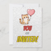 Editable Cat-Themed Birthday Invitation Balloons Einladung (Rückseite)