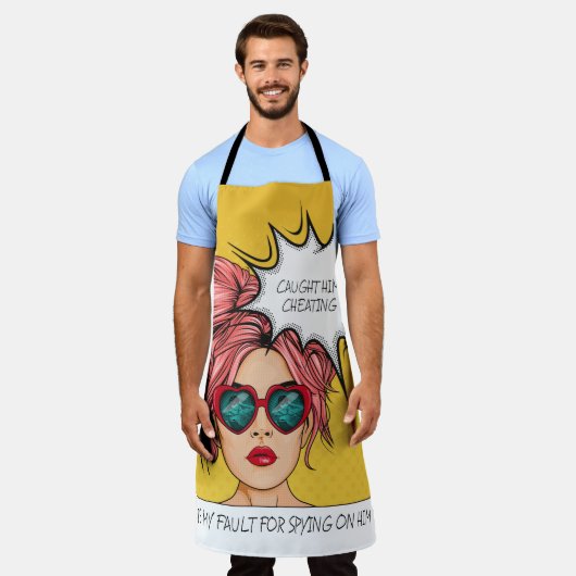 Editable Caught Him Cheat Pop Art Schürze (Getragen)