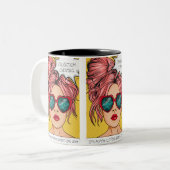 Editable Caught Him Cheat Pop Art Zweifarbige Tasse (Vorderseite Links)