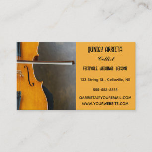 Editable Cellist Musician Business Card Visitenkarte
