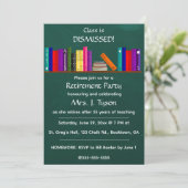 Editable Chalkboard Teacher's Retirement Party Inv Einladung (Stehend Vorderseite)