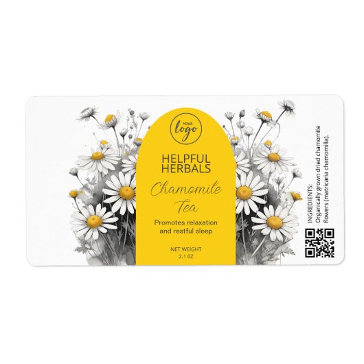 Editable Chamomile Tea Labels (Vorne)