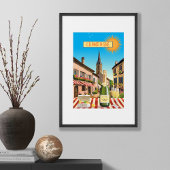 Editable Champagne in Frankreich Vintager Urlaub Poster