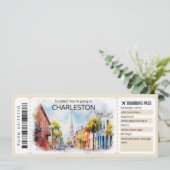 Editable Charleston Flugzeug Ticket, South Carolin Einladung (Stehend Vorderseite)