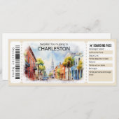 Editable Charleston Flugzeug Ticket, South Carolin Einladung (Vorne/Hinten)