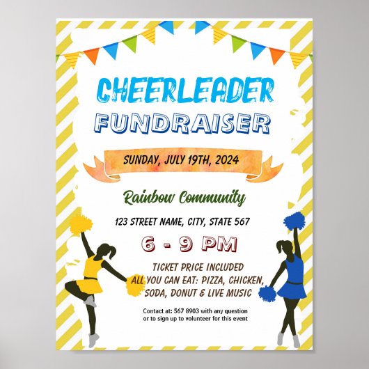 Editable Cheerleader Fundraiser Flyer Poster (Vorne)
