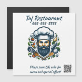 Editable Chef Restaurant QR Code Magnet (Vorne/Hinten)