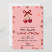 Editable Cherry 1st Birthday Birthday Invitation T Einladung (Vorderseite)