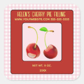 Editable Cherry Jam Pie Filling Quadratischer Aufkleber (Vorderseite)