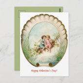 Editable Cherubs auf einem Zweig der Rose Valentin Postkarte (Vorne/Hinten)