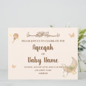 Editable Chic Neutral Aqeeqah Einladungskarte Einladung (Stehend Vorderseite)