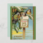 Editable Chickadees zu Weihnachten 25. Dezember Postkarte (Vorne/Hinten)
