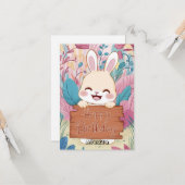 Editable Children Bunny Digital Geburtstag Karte (Vorderseite/Rückseite Beispiel)