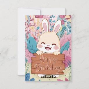 Editable Children Bunny Digital Geburtstag Karte