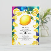 Editable Children Lemon Birthday Einladung (Stehend Vorderseite)