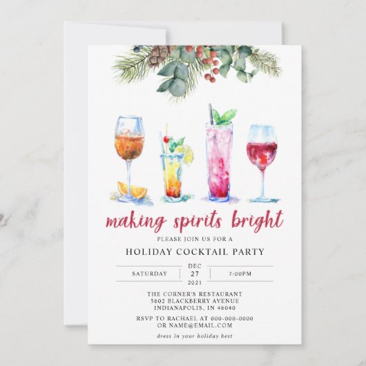 EDITABLE Christmas Cocktail Party Einladung (Vorderseite)