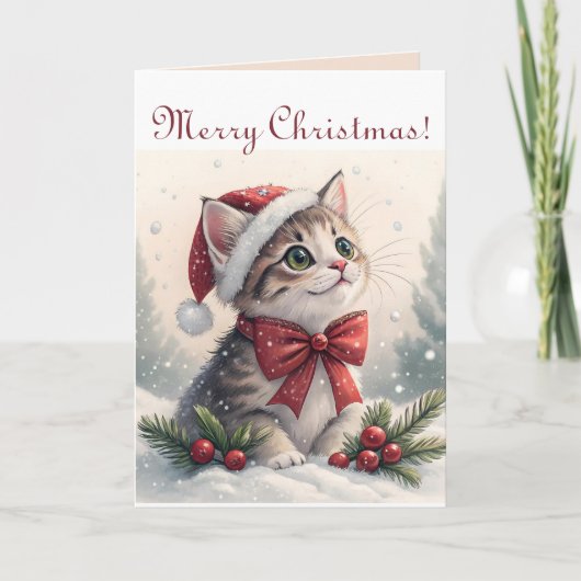 Editable Christmas Kitty Karte (Vorderseite)