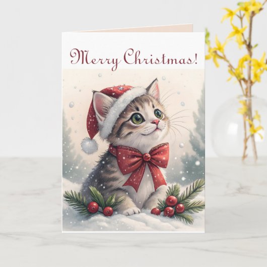 Editable Christmas Kitty Karte (Gelbe Blume)