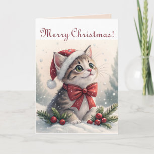 Editable Christmas Kitty Karte