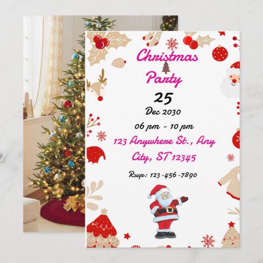 EDITABLE Christmas Party Einladung (Vorne/Hinten)