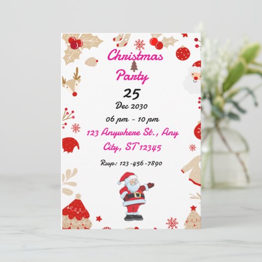 EDITABLE Christmas Party Einladung (Stehend Vorderseite)