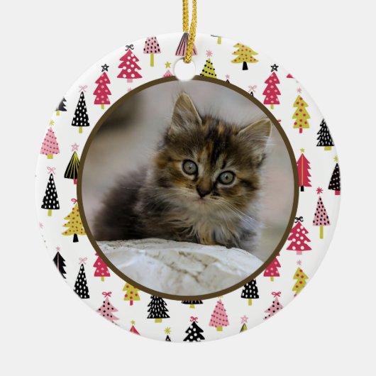 Editable Christmas Pet Photo Decoration Keramik Ornament (Vorne)