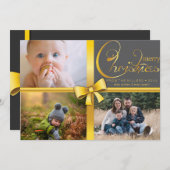 Editable Christmas red 3 Fotografien Feiertagskarte (Vorne/Hinten)