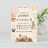 Editable Circus Birthday Einladung (Stehend Vorderseite)