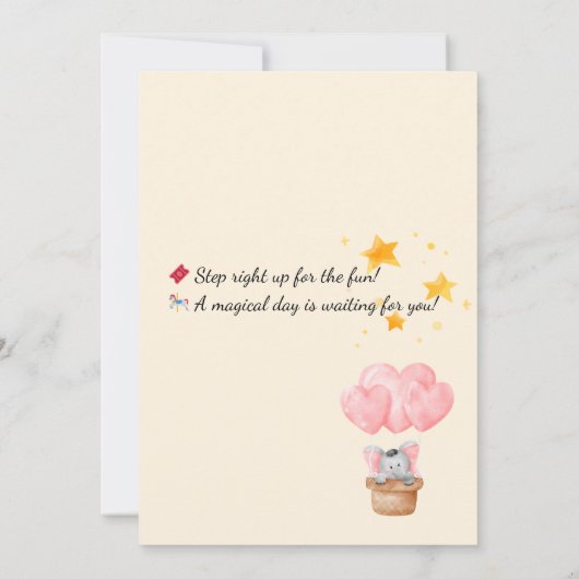 Editable Circus Birthday Einladung (Rückseite)