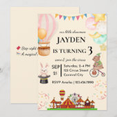 Editable Circus Birthday Einladung (Vorne/Hinten)