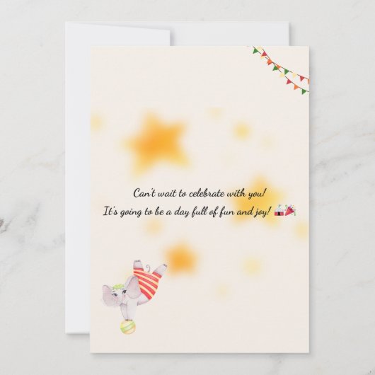 Editable Circus Birthday Invitation Einladung (Rückseite)