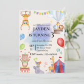 Editable Circus Birthday Invitation Einladung (Stehend Vorderseite)