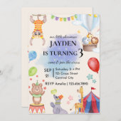 Editable Circus Birthday Invitation Einladung (Vorne/Hinten)
