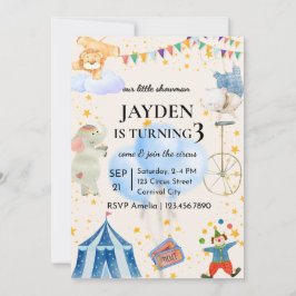Editable Circus Birthday Invitation for Boys&Girls Einladung