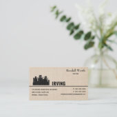 Editable City Skyline Linen Business Card Visitenkarte (Stehend Vorderseite)