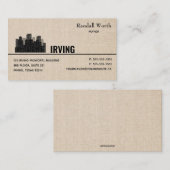 Editable City Skyline Linen Business Card Visitenkarte (Vorne/Hinten)