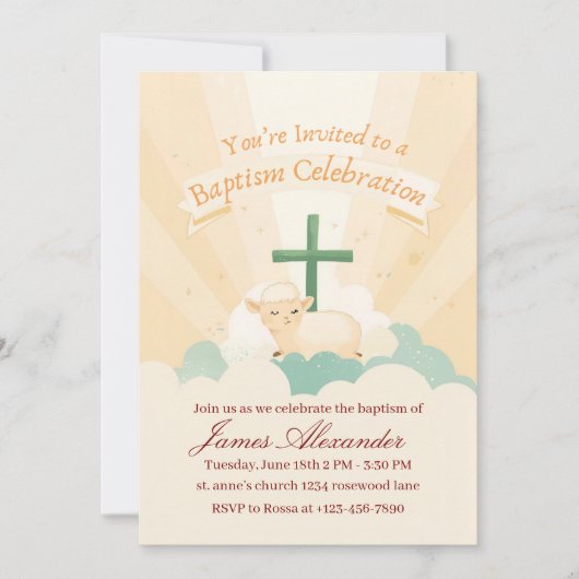 Editable Classic Baby Baptism  Einladung (Vorderseite)