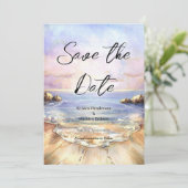 Editable Classic Beach Wedding Save The Date (Stehend Vorderseite)